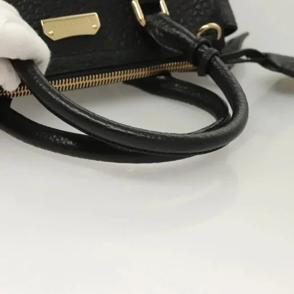 BURBERRY Hand Bag Leather 2way Black Gold Auth mr1365 - Picture 8 of 16